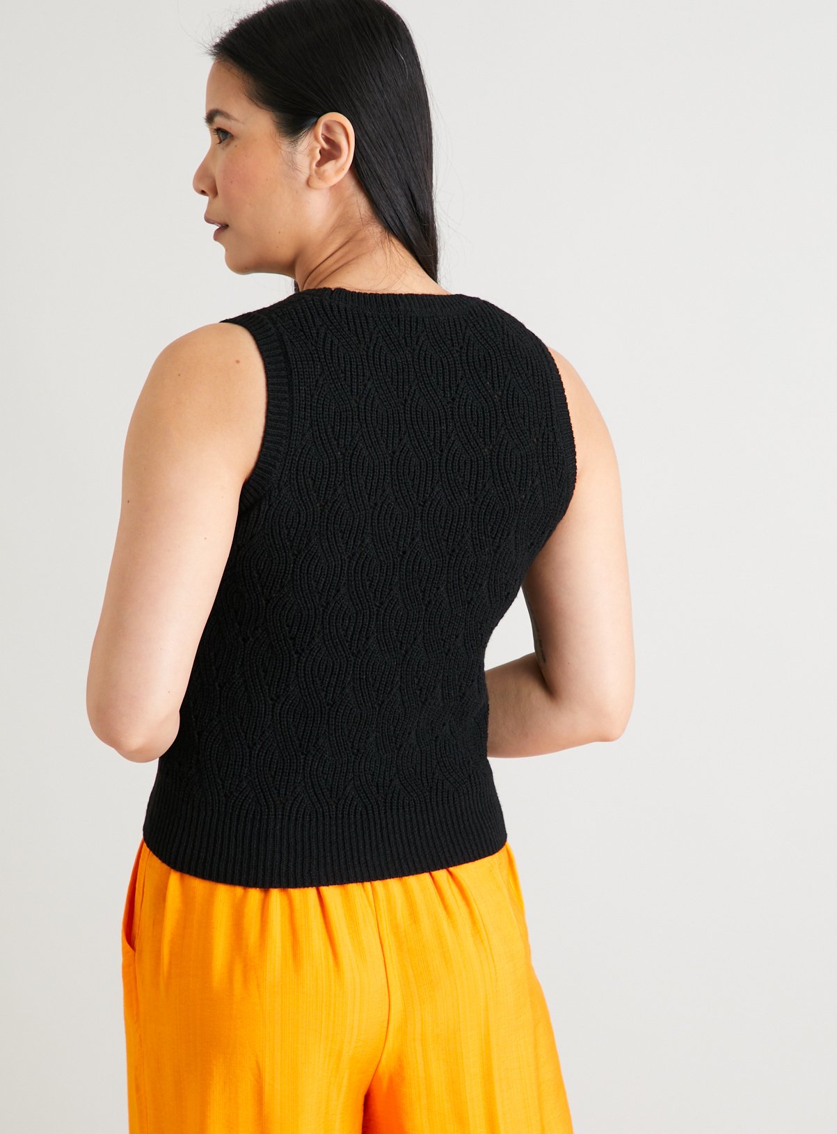 Black Pointelle Knit Vest Top 22 - Image 5 thumbnail
