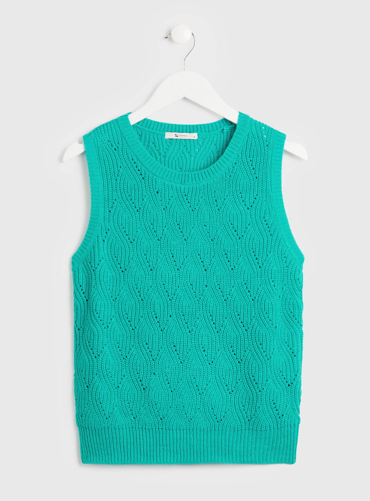 Teal Pointelle Knit Vest Top 8 - Image 3 thumbnail