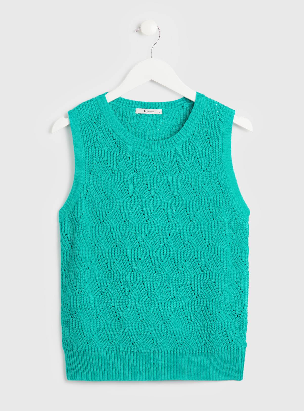 Teal Pointelle Knit Vest Top 8 - Image 3