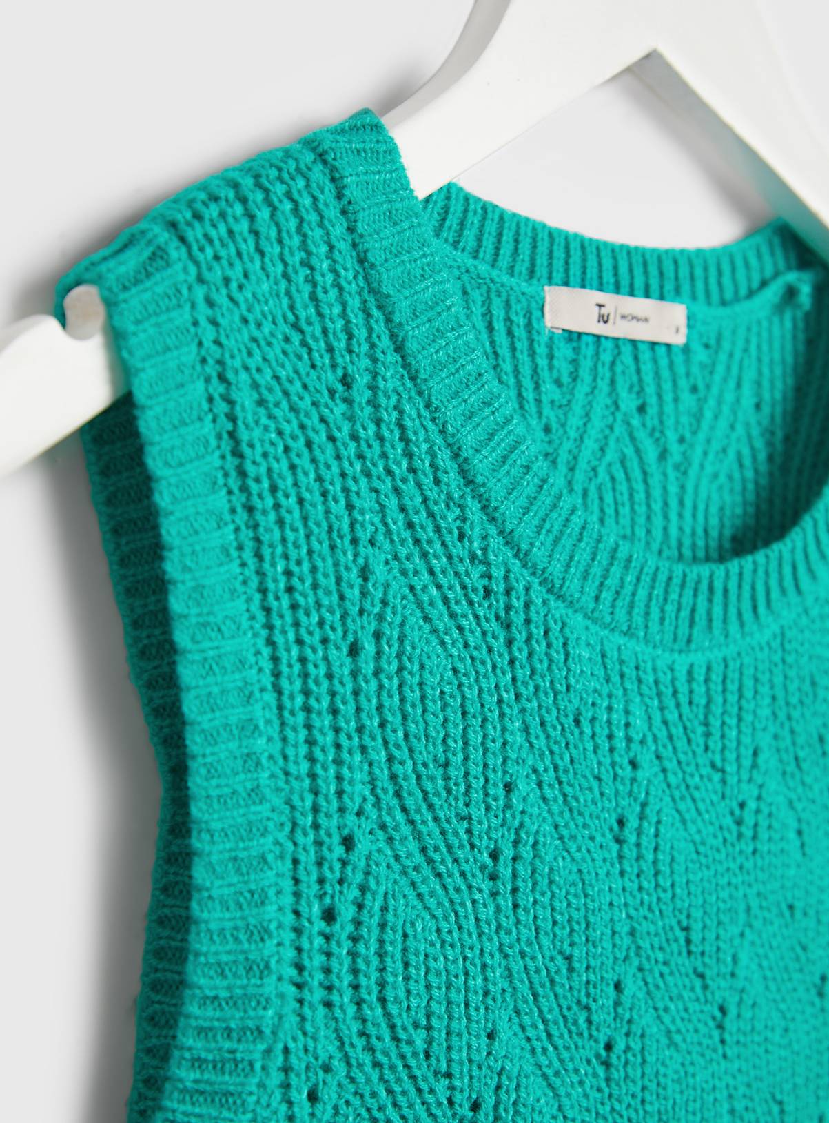 Teal Pointelle Knit Vest Top 8 - Image 4