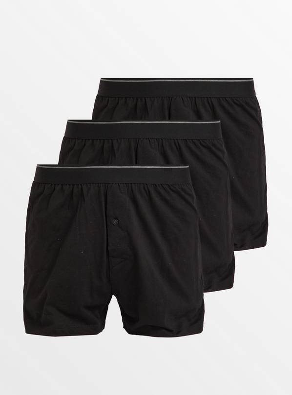 Buy Black Jersey Boxers 3 Pack L, Underwear