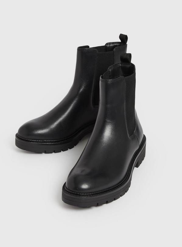 Black leather chelsea outlet boots