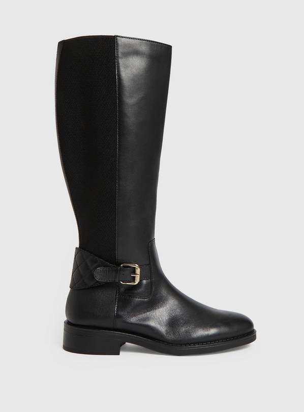 Black Leather Long Riding Boots  5