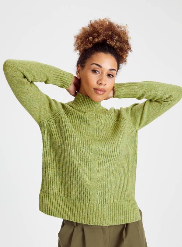 Green Merino Wool High Neck Jumper 12