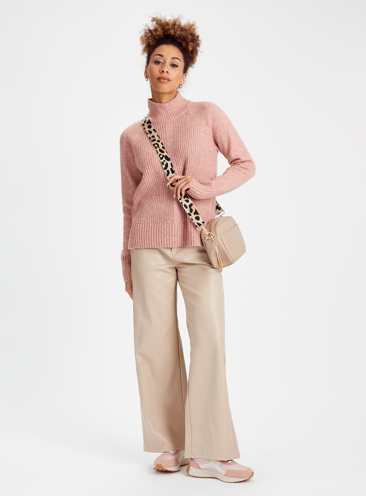 Pink Merino Wool High Neck Jumper 22 - Image 2 thumbnail
