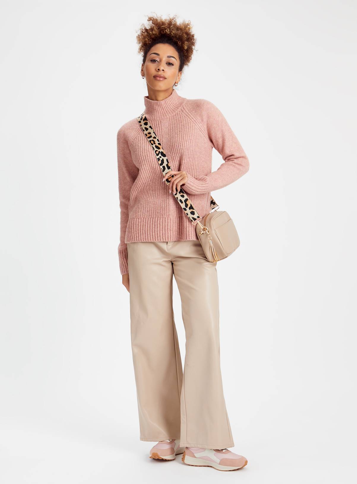 Pink Merino Wool High Neck Jumper 22 - Image 2