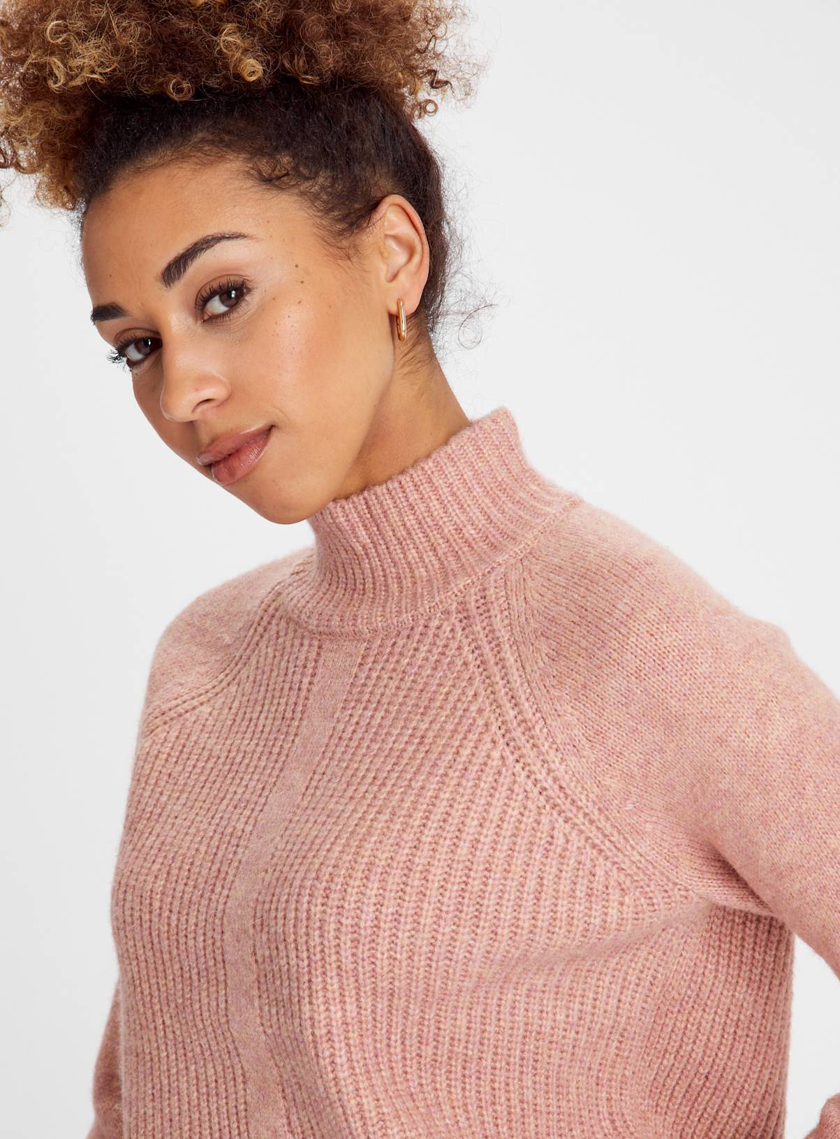 Pink Merino Wool High Neck Jumper 22 - Image 3