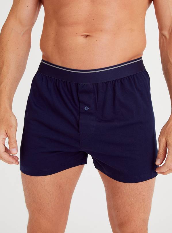 Buy Blue & Navy Stripe Marl Jersey Boxers 3 Pack M, Underwear