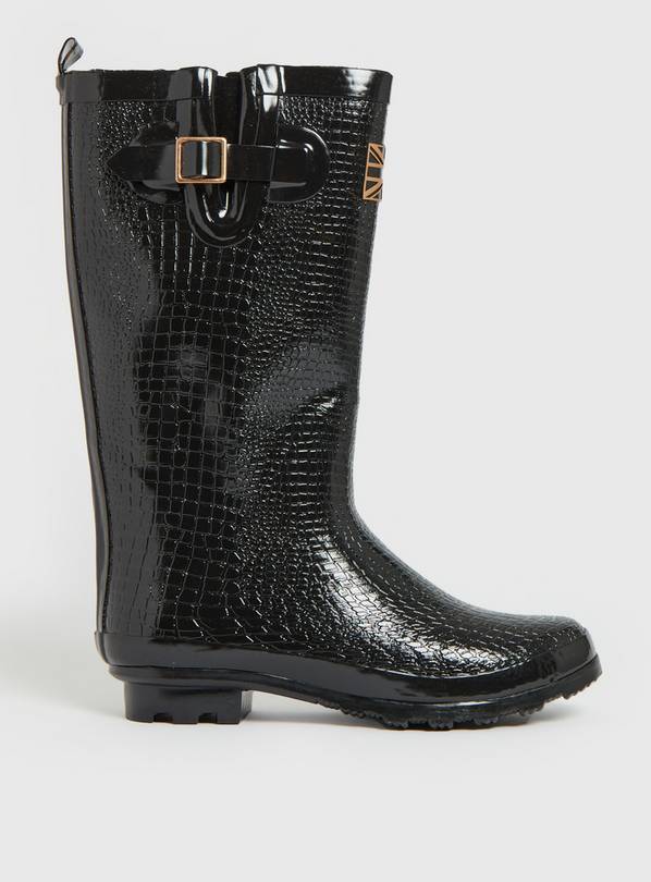 Buy Black Mock Croc Wellies 3 Wellies Tu