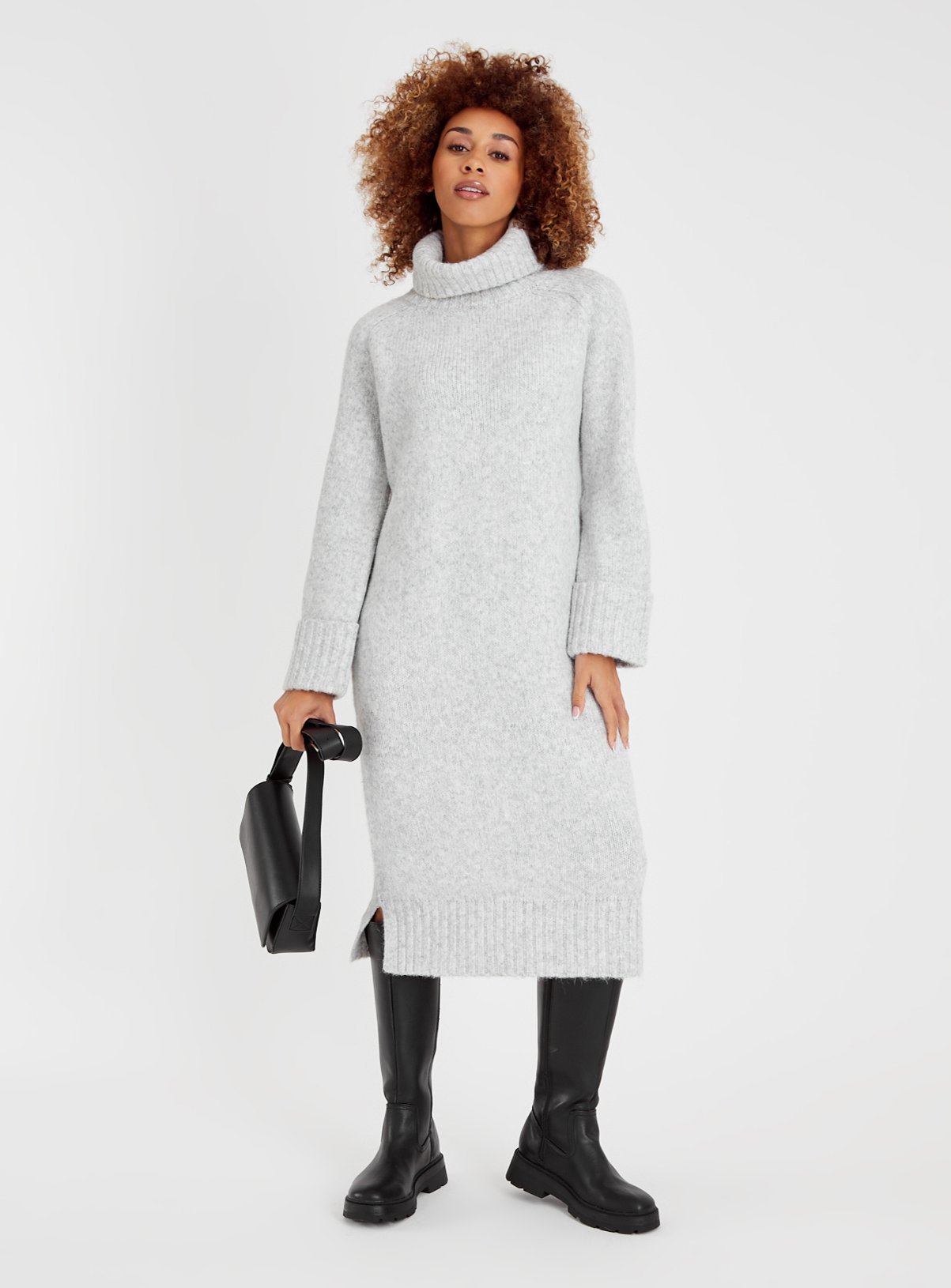 Grey Roll Neck Knitted Dress 10 - Image 1 thumbnail