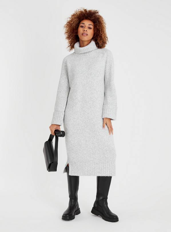 Grey Roll Neck Knitted Dress 10