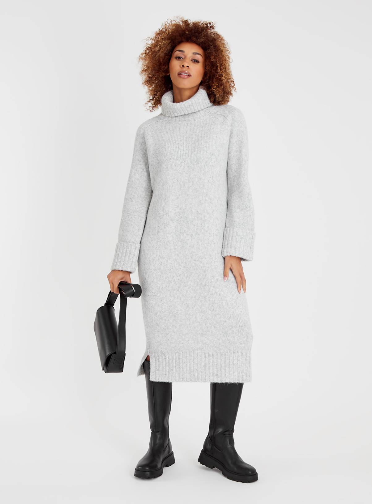 Grey Roll Neck Knitted Dress 10 - Image 1