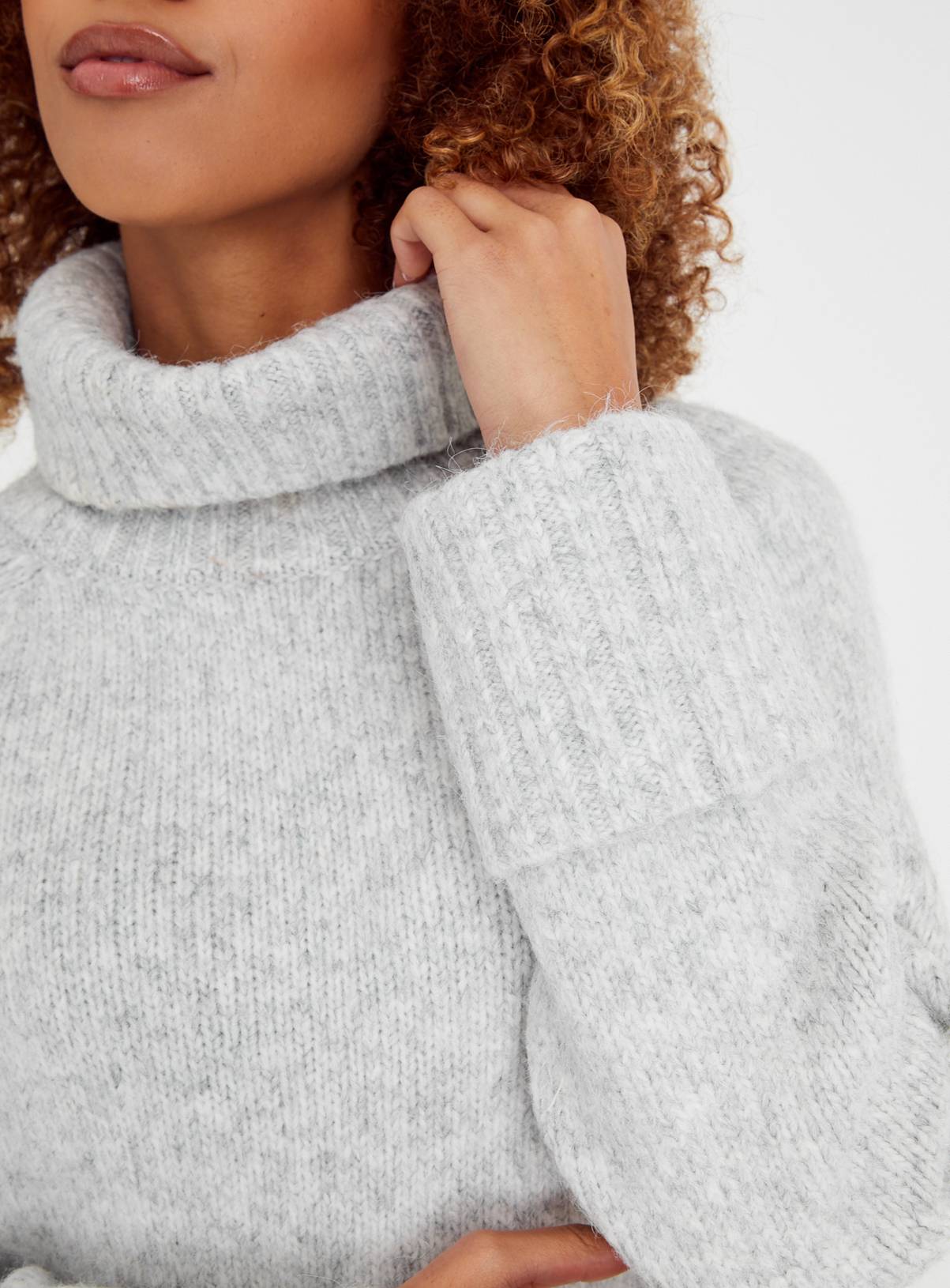 Grey Roll Neck Knitted Dress 10 - Image 3