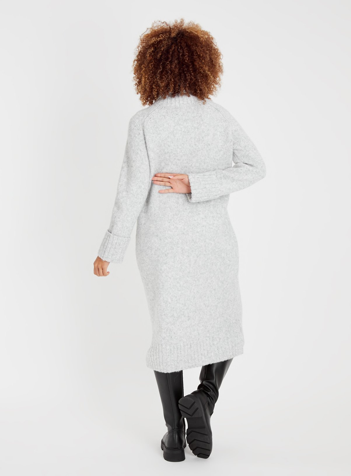 Grey Roll Neck Knitted Dress 10 - Image 4 thumbnail