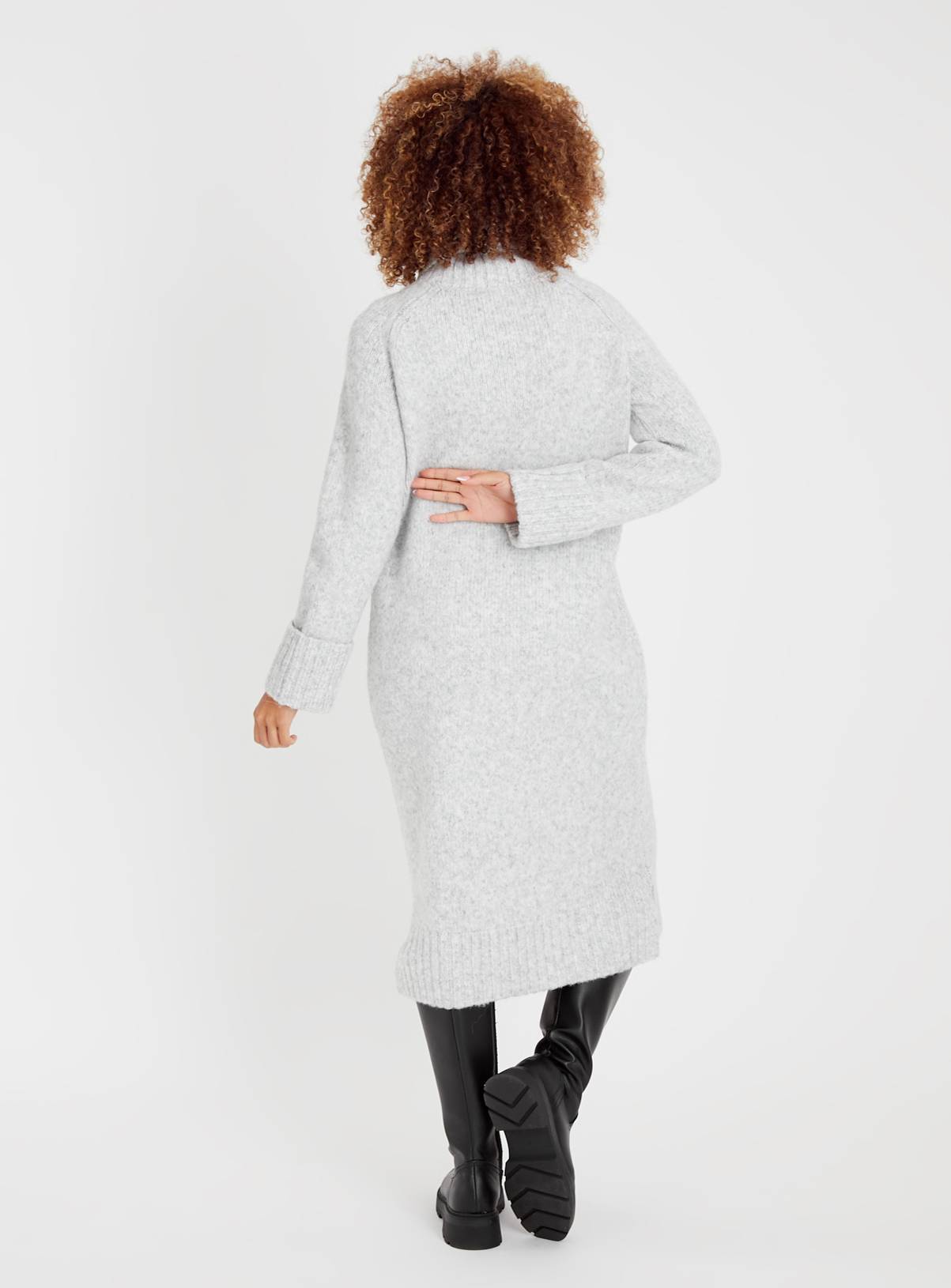 Grey Roll Neck Knitted Dress 10 - Image 4