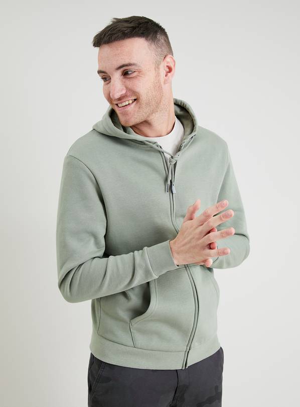 Buy Sage Green Zip-Through Hoodie - S | Sweatshirts and hoodies | Tu