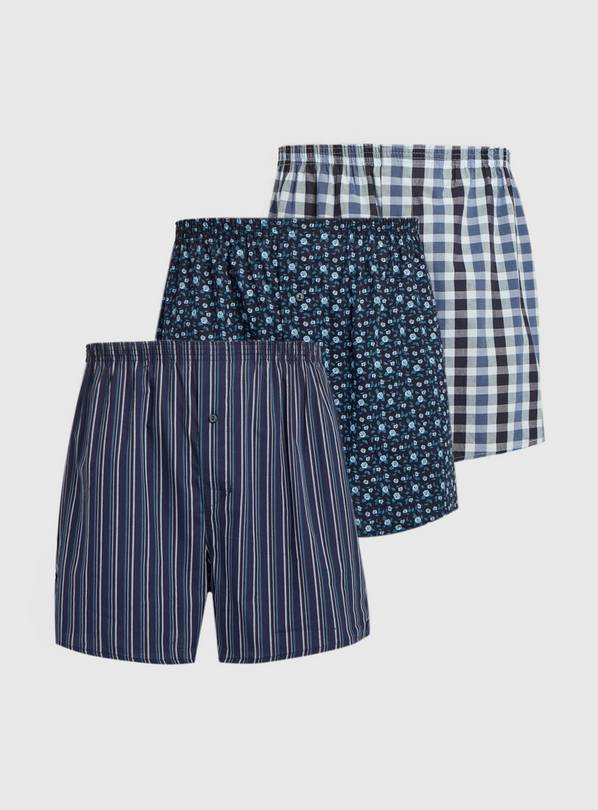 Floral, Gingham & Stripe Woven Boxers 3 Pack XXXL