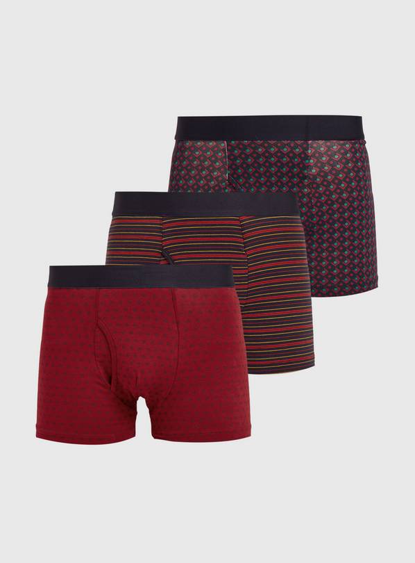 Oxblood & Navy Geo Hipsters 3 Pack L