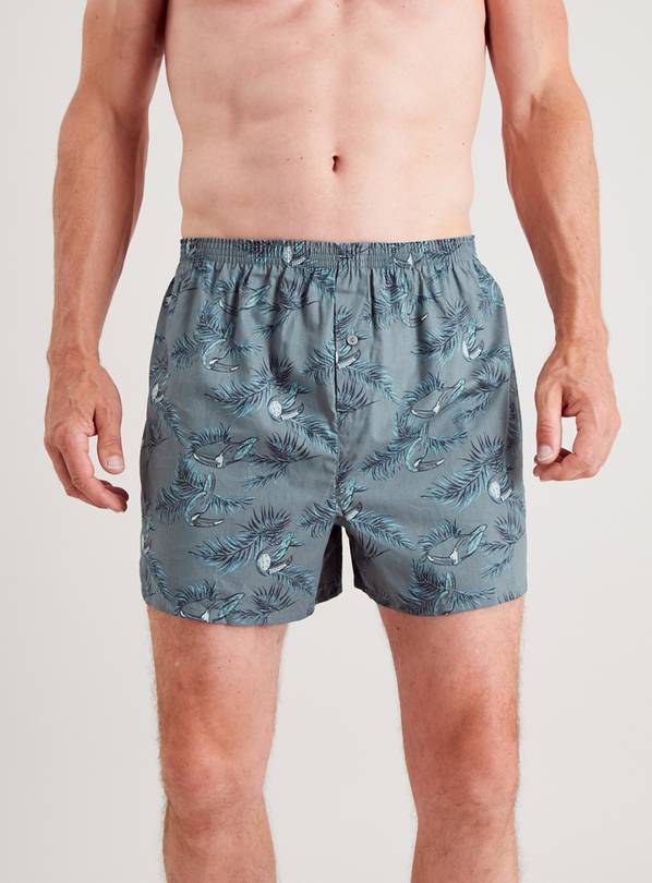 Buy Teal & Burgundy Toucan Woven Boxers M, Underwear