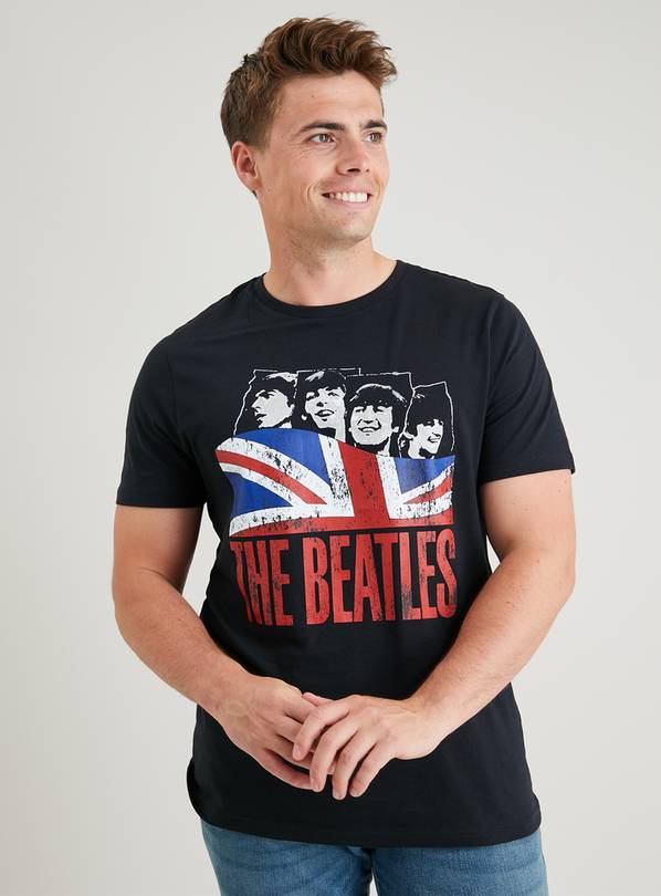 Buy Black Beatles Union Jack Logo T Shirt - M - XL | T-shirts and polos ...