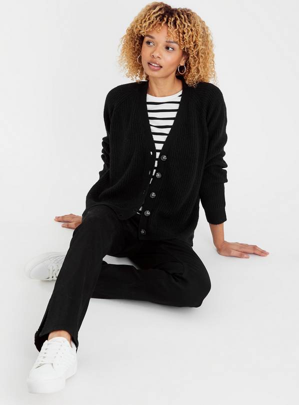 Black hotsell ribbed cardigan