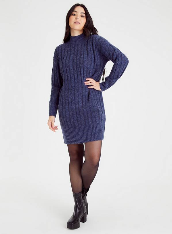Buy Navy Cable Knit Jumper Dress 10 | Dresses | Tu