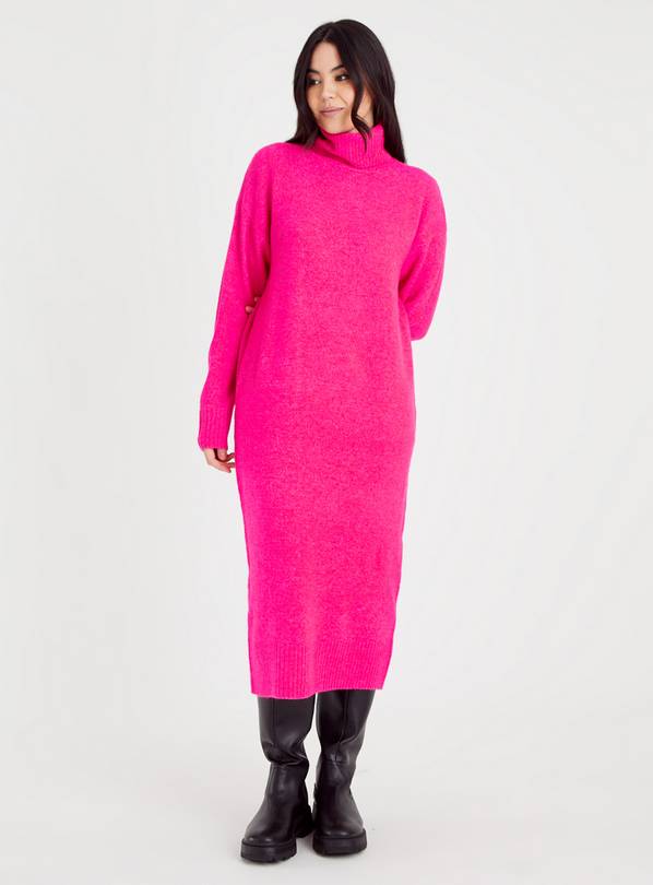 Long pink cheap sweater dress