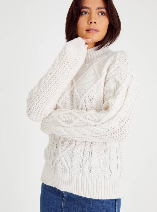 Buy Cream Cable Knit High Neck Jumper 14 Jumpers Tu