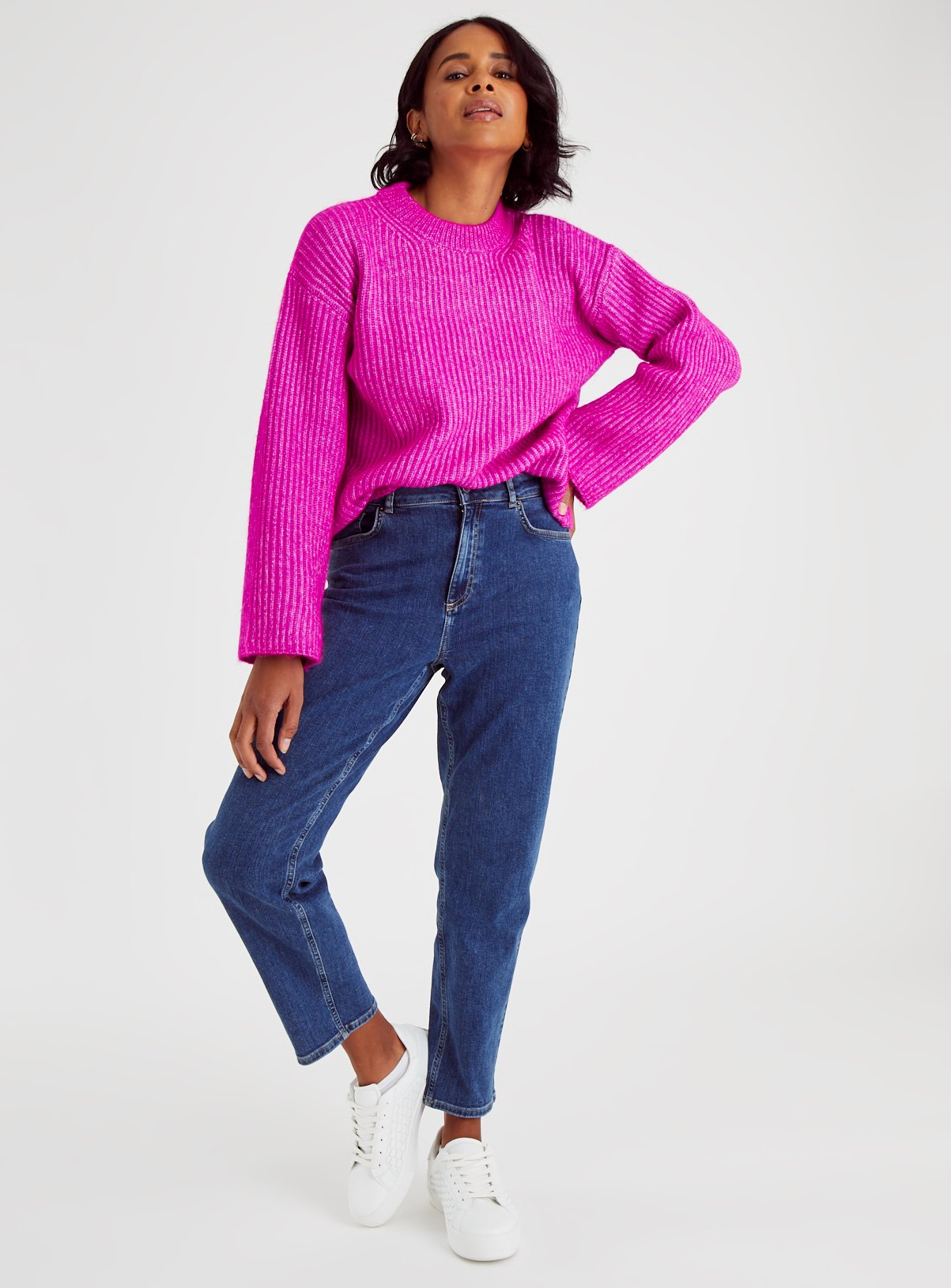 Fuchsia Pink Chunky Ribbed Jumper 16 - Image 2 thumbnail