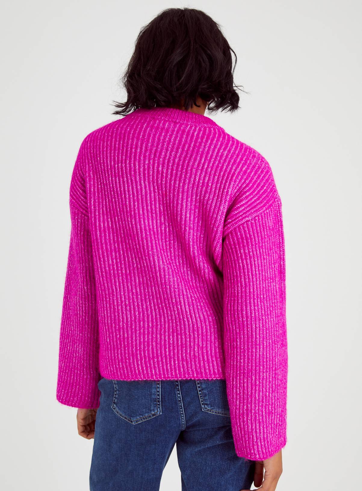 Fuchsia Pink Chunky Ribbed Jumper 16 - Image 5