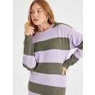 Buy Lilac & Grey Stripe Relaxed Jumper Dress 18 | Dresses | Tu
