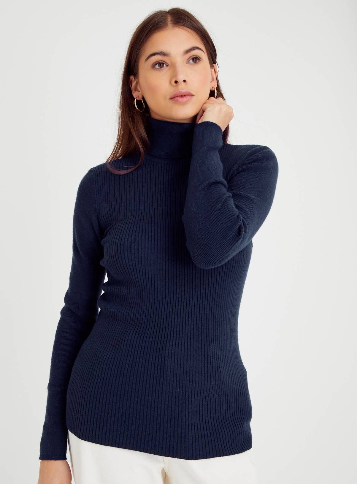 Navy Roll Neck Jumper  24 - Image 1