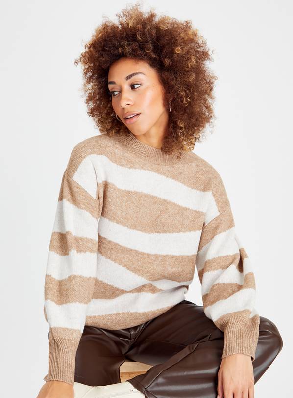 Camel Swirl Spliced Jumper With Wool 22