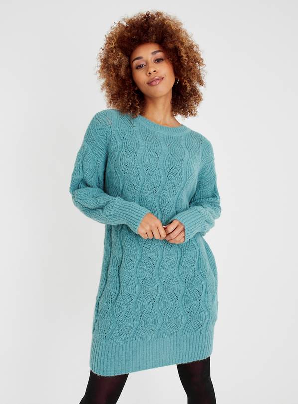 Sea Green Knitted Jumper Dress 14