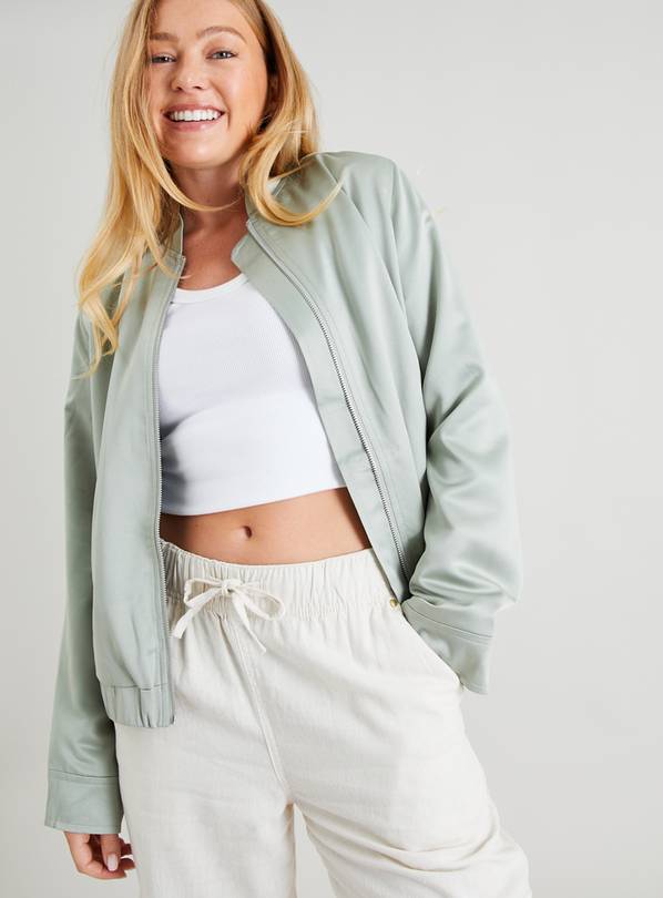 Green Satin Bomber Jacket - 16