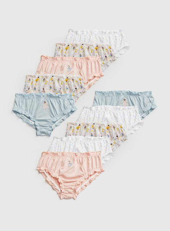 F&F 5 Pack Kids Girls Multi Coloured Briefs 8-9 Years