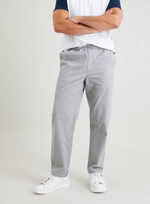 Buy Light Grey Seersucker Trousers 40R | Trousers | Argos