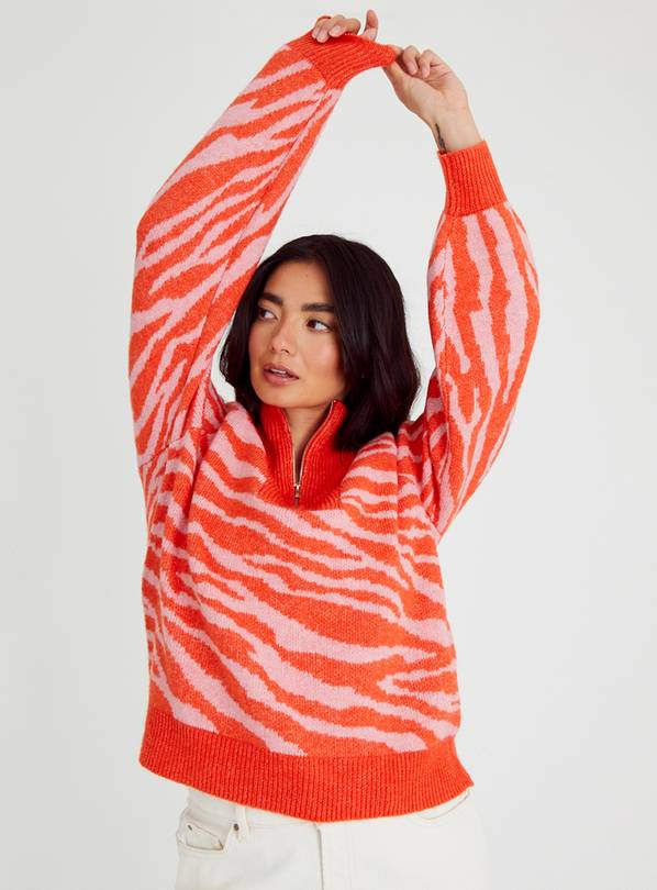 Buy Red Zebra Stripe Half Zip Jumper 20 Jumpers Argos