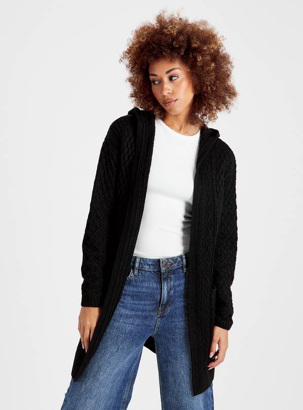 Black hooded cheap cardigan sweater