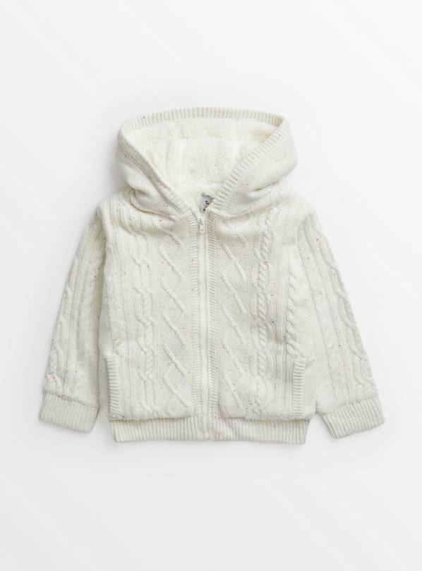 Cream Knitted Borg Lined Zip Through Jacket 1-1.5 years