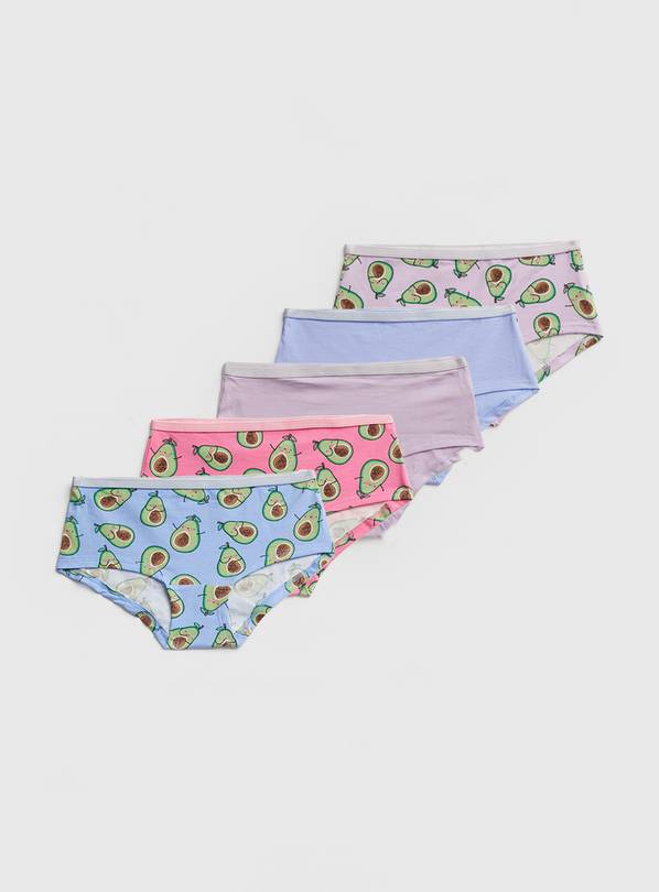 Buy Pastel Avocado & Plain Shorts Style Briefs 5 Pack 6-7 years