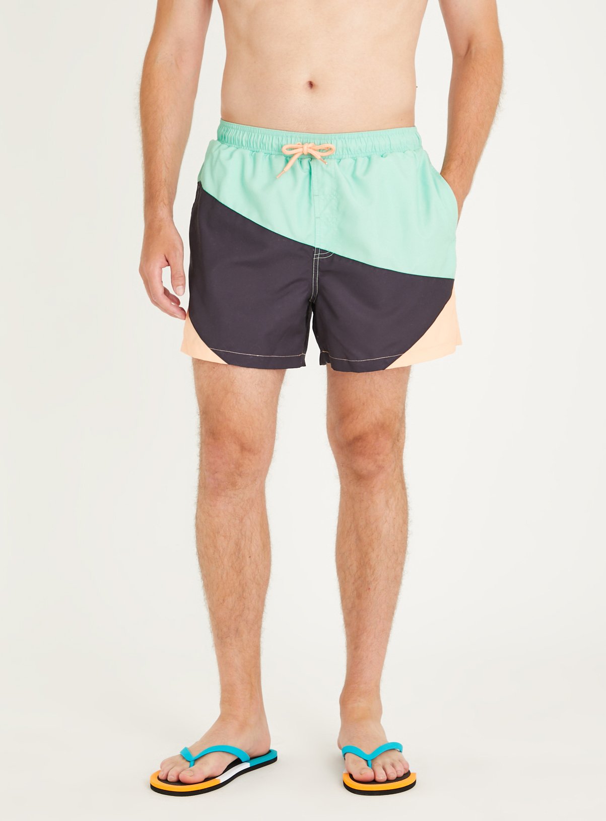 Men's Navy Colour Block Swim Shorts