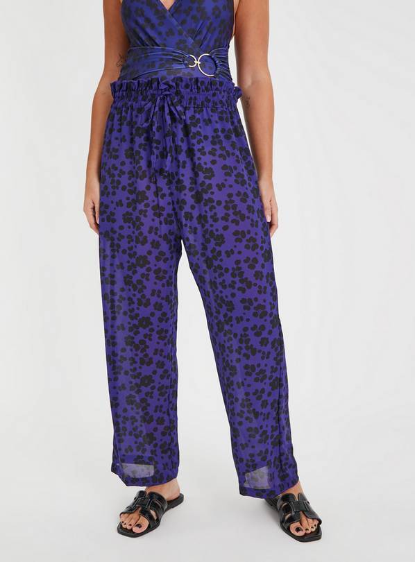 Blue Leopard Print Beach Trousers 24