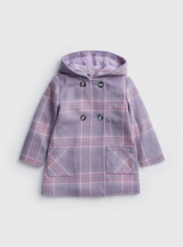 Buy Lilac Check Hooded Coat 1.5-2 years | Coats and jackets | Argos