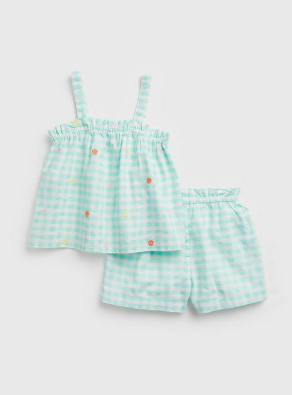 Buy Green Gingham Cami Top & Shorts 1.5-2 years | Skirts and shorts | Argos