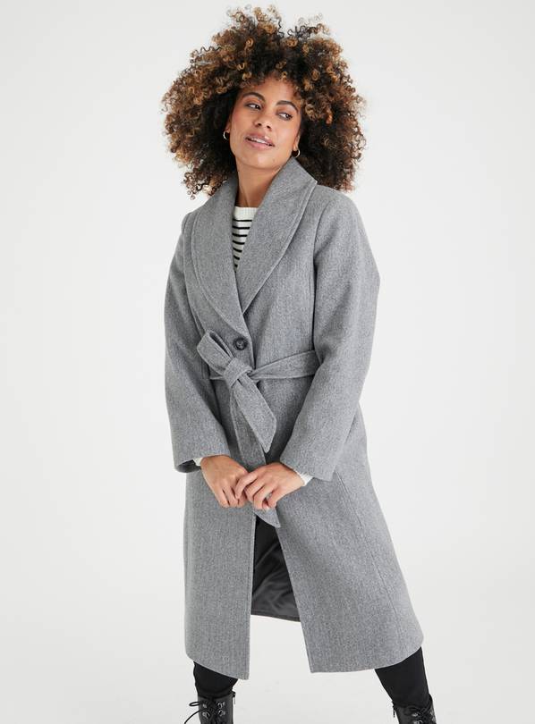 Buy PETITE Grey Shawl Collar Coat 6 | Jackets | Argos