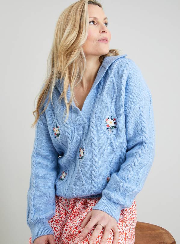 Buy Coral Embroidered Floral Collar Jumper 18 Jumpers Argos