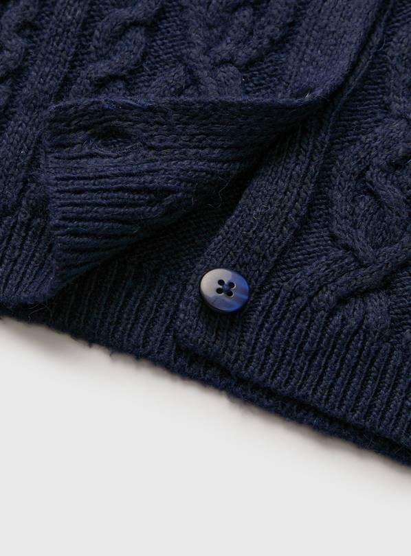 CABLE KNIT CARDIGAN - Navy blue