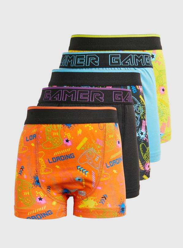 Buy Neon Gamer Trunks 5 Pack 8-9 years | Underwear and socks | Tu
