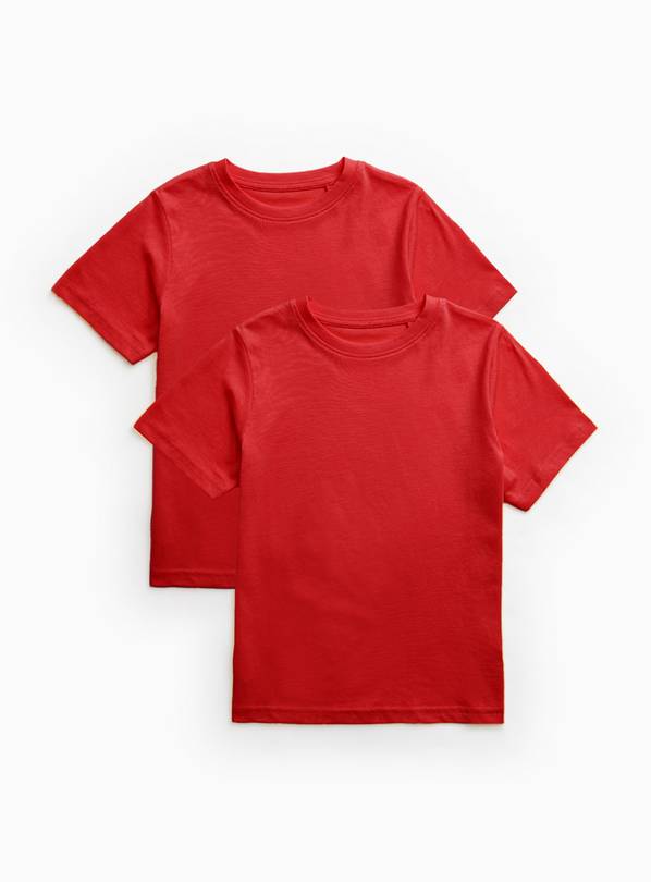 Red Plain School Sports T-Shirts 2 Pack 11 years